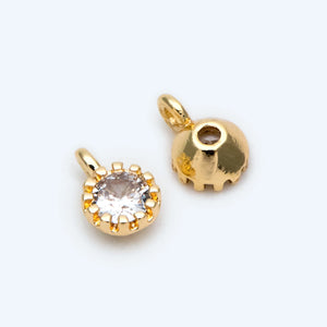 10pcs Clear CZ Paved Charm Pendants 4x6mm, Real Plated Brass