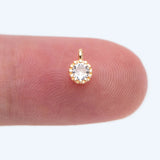 10pcs Clear CZ Paved Charm Pendants 4x6mm, Real Plated Brass