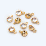 10pcs Clear CZ Paved Charm Pendants 4x6mm, Real Plated Brass