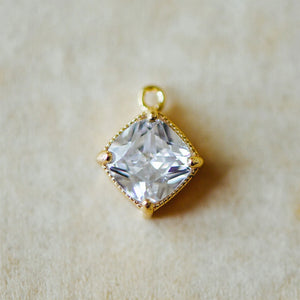 10pcs Clear CZ Square Charms 8x10mm/ 10x12mm Plated Rhombus Pendants