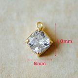 10pcs Clear CZ Square Charms 8x10mm/ 10x12mm Plated Rhombus Pendants