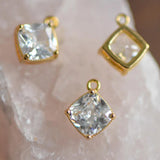 10pcs Clear CZ Square Charms 8x10mm/ 10x12mm Plated Rhombus Pendants