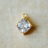10pcs Clear CZ Square Charms 8x10mm/ 10x12mm Plated Rhombus Pendants