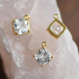 10pcs Clear CZ Square Charms 8x10mm/ 10x12mm Plated Rhombus Pendants