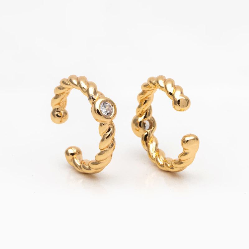 10pcs Clear CZ Adjustable Ear Cuffs, Plated Brass Earwire Earring Clips