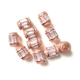 10pcs Clear CZ Paved Hole Spacers Beads, Gold-Plate Jewelry