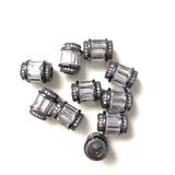 10pcs Clear CZ Paved Hole Spacers Beads, Gold-Plate Jewelry