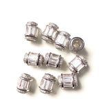 10pcs Clear CZ Paved Hole Spacers Beads, Gold-Plate Jewelry