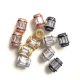 10pcs Clear CZ Paved Hole Spacers Beads, Gold-Plate Jewelry