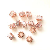 10pcs Clear Cubic Zirconia Paved Wheel Spacers Beads for Girl Jewelry