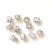 10pcs Clear Cubic Zirconia Paved Wheel Spacers Beads for Girl Jewelry
