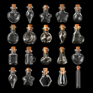 10pcs Clear Glass Bottle With Cork Stopper Geometric Glass Ball Vial