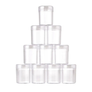 10pcs Clear Plastic Bead Containers Cosmetic Samples Container Pot Jars