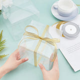 10pcs Clear Plastic Boxes Foldable Square PVC Box with Glitter Ribbon