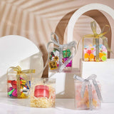10pcs Clear Plastic Boxes Foldable Square PVC Box with Glitter Ribbon