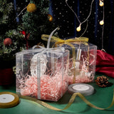 10pcs Clear Plastic Boxes Foldable Square PVC Box with Glitter Ribbon