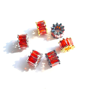 10pcs Clear Red Zirconia Wheel Spacer Beads for Jewelry DIY