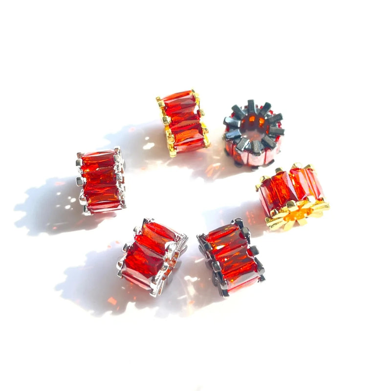 10pcs Clear Red Zirconia Wheel Spacer Beads for Jewelry DIY