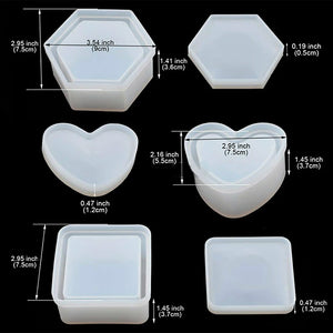 10pcs Coaster Silicone Mold Resin Craft Mould Kit Jewelry Box Bowl Mat DIY