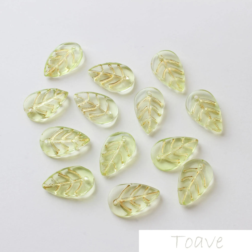 10pcs Colored Glaze Foil Edge Blade Leaf Pendant DIY Material
