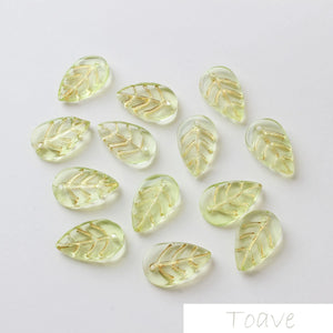 10pcs Colored Glaze Foil Edge Blade Leaf Pendant DIY Material