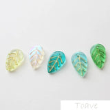 10pcs Colored Glaze Foil Edge Blade Leaf Pendant DIY Material