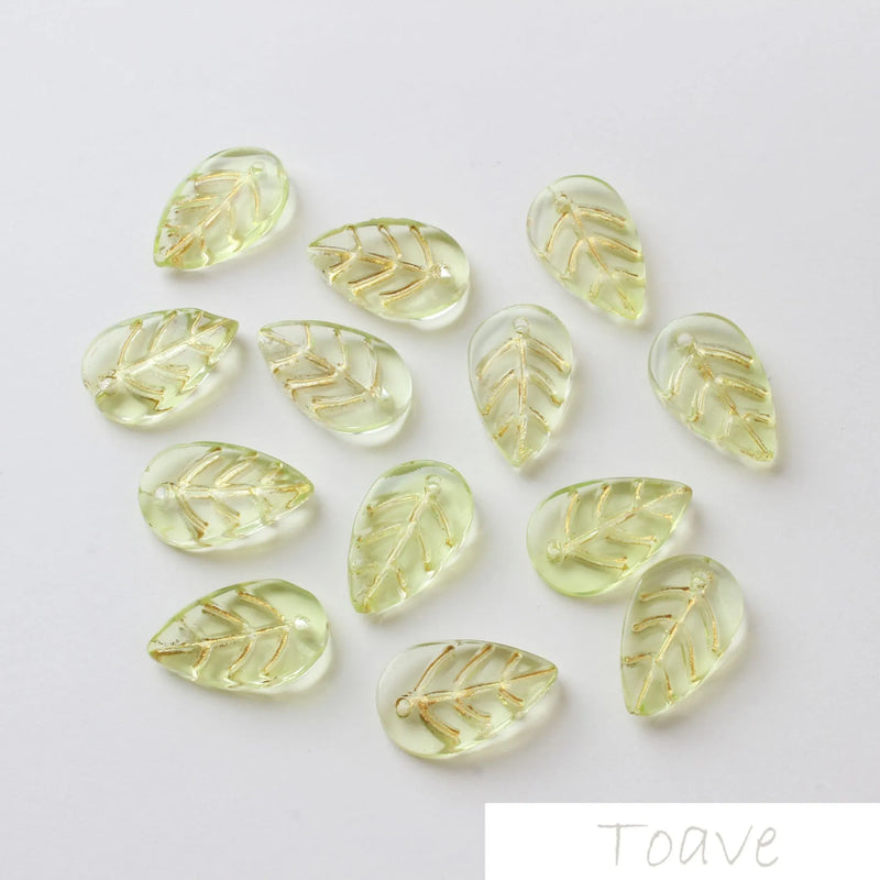 10pcs Colored Glaze Foil Edge Blade Leaf Pendant DIY Material