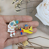 10pcs Astronaut Space Rocket Enamel Charm for Jewelry Making