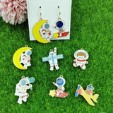 10pcs Astronaut Space Rocket Enamel Charm for Jewelry Making