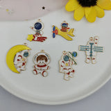 10pcs Astronaut Space Rocket Enamel Charm for Jewelry Making