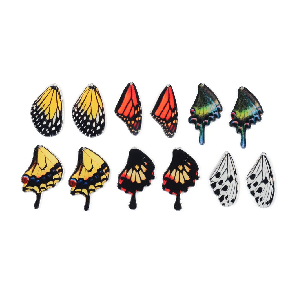 10pcs Colorful Butterfly Wings Acrylic Pendants for DIY Earrings