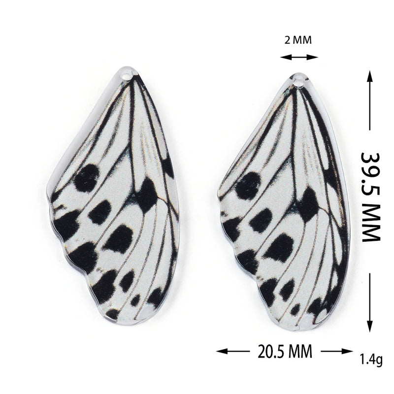 10pcs Colorful Butterfly Wings Acrylic Pendants for DIY Earrings
