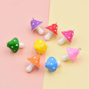 10pcs Colorful Mushroom Charms Jewelry Finding Resin Pendant Craft Making