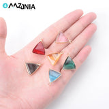 10pcs Colorful Crystal Charms Triangle Pendant 16x22mm