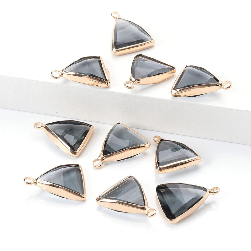 10pcs Colorful Crystal Charms Triangle Pendant 16x22mm