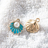 10pcs Seashells Pearl Pendants Enamel Charm DIY Making Jewelry