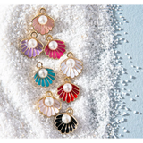 10pcs Seashells Pearl Pendants Enamel Charm DIY Making Jewelry