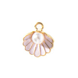 10pcs Seashells Pearl Pendants Enamel Charm DIY Making Jewelry