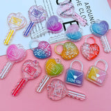 10pcs Colorful Resin Key Charm Lock Pendant for DIY Jewelry Making