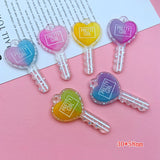 10pcs Colorful Resin Key Charm Lock Pendant for DIY Jewelry Making