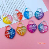 10pcs Colorful Resin Key Charm Lock Pendant for DIY Jewelry Making