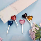 10pcs Colorful Resin Heart Lollipop Charms for DIY Necklace Keychain C538