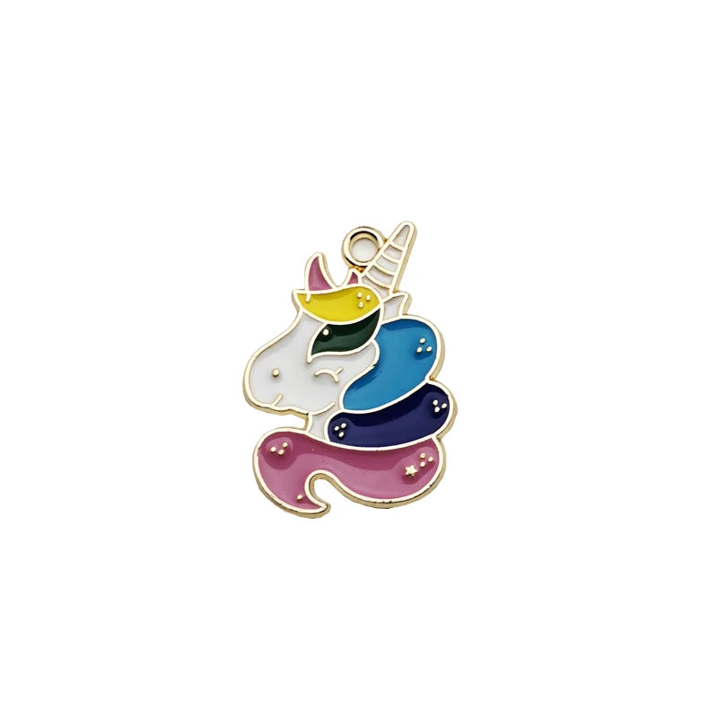 10pcs Unicorn Enamel Charms Pendant Base Metal Animals Finding DIY Jewelry