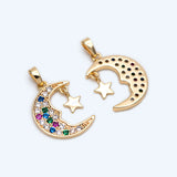 10pcs CZ Paved Moon Star Charms Jewelry Making DIY Material