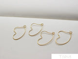 10pcs 18K Copper Plated Love Heart Earrings DIY Materials