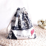 10pcs Cotton Linen Gift Bag Drawstring Pouch 14x16cm/19x24cm Tower Design