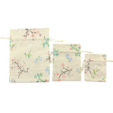 10pcs Flower Branch Pattern Cotton Sacks Gift Bags