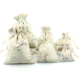 10pcs Flower Branch Pattern Cotton Sacks Gift Bags