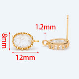 10pcs Clear Stone Stud Earrings with Loops, 18K plated Brass Ear Findings