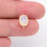 Opal Stone Stud Earrings with Loops, Brass Ear Findings DIY Jewelry